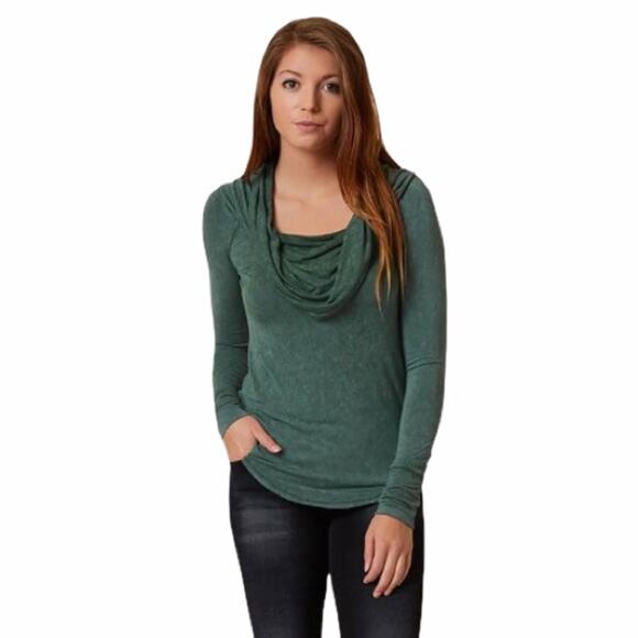 Free People We The Free Women's Cosmo Cowl Neck Green Pullover Top Size Small - Picture 1 of 6